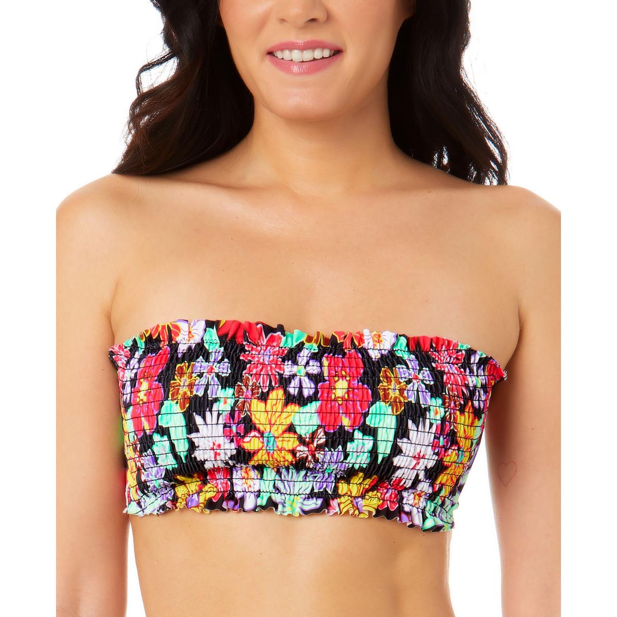 Женский черный купальник-бандо с принтом Salt + Cove Bikini Swim top Juniors M BHFO 8519
