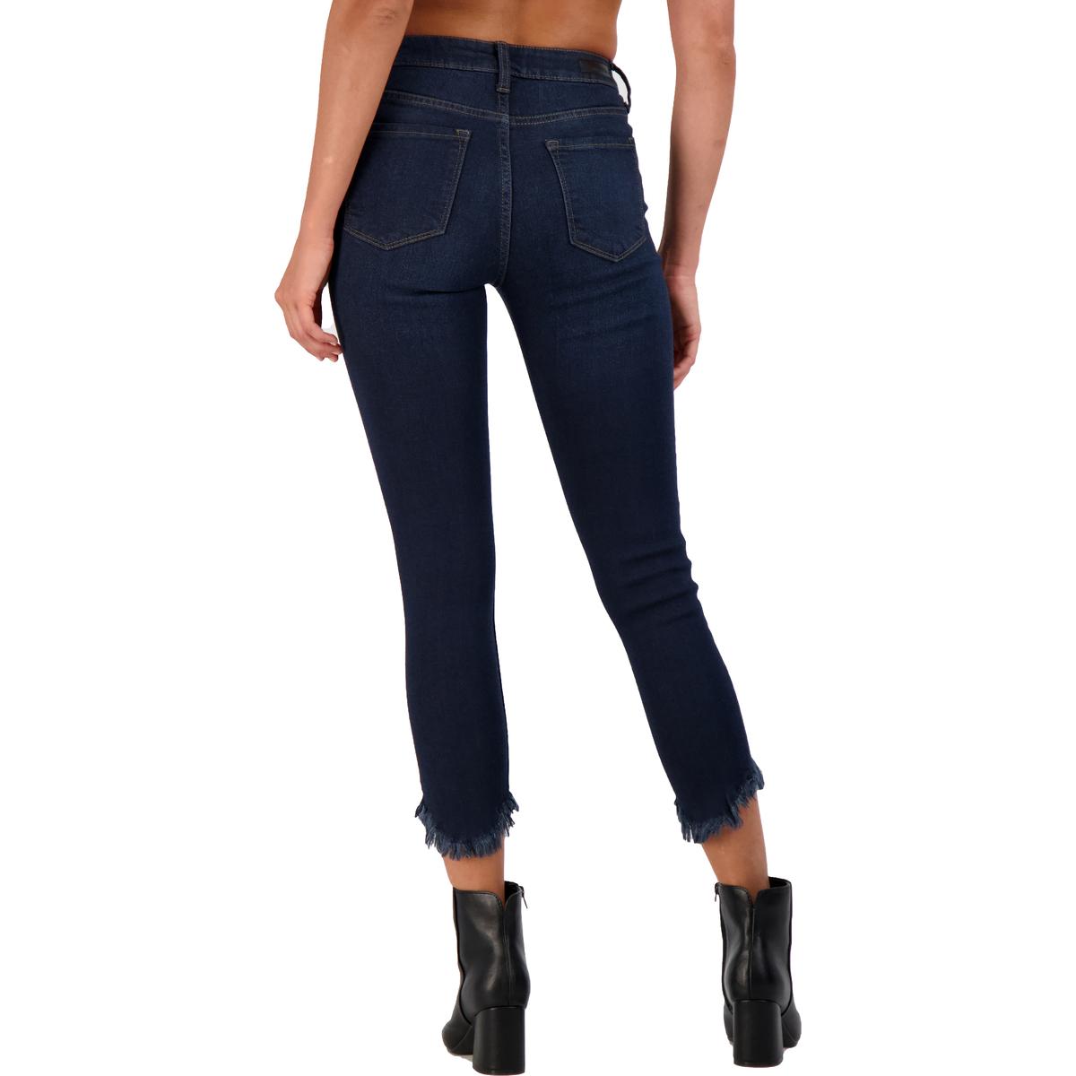 Just USA Women's Frayed High Rise Cropped Skinny Jeans