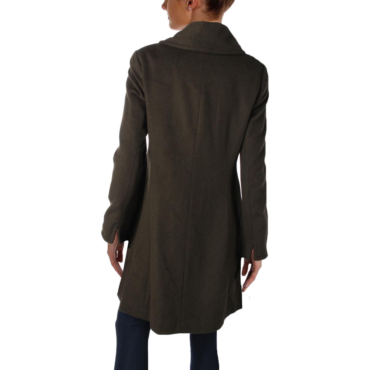 Woolen Fabric Womens Black Peacoat Leather Jacket Wool Pea Coat