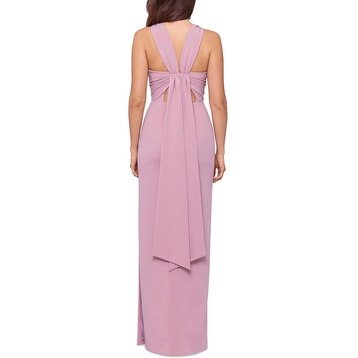 betsy adam pink dress Betsy & Adam Women's V-Neck Cascade Ruffle High-Low Gown - Black