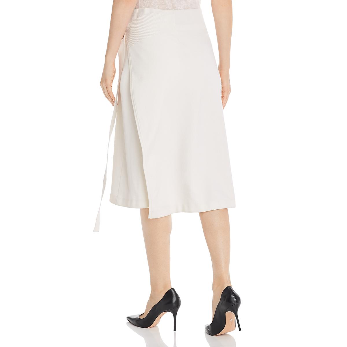 Helmut Lang Womens Ivory Wool Blend Mid-Calf Business Wrap Skirt S BHFO ...