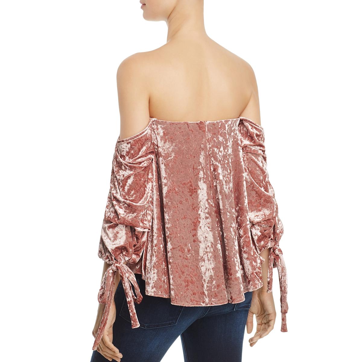 pink velvet off the shoulder top