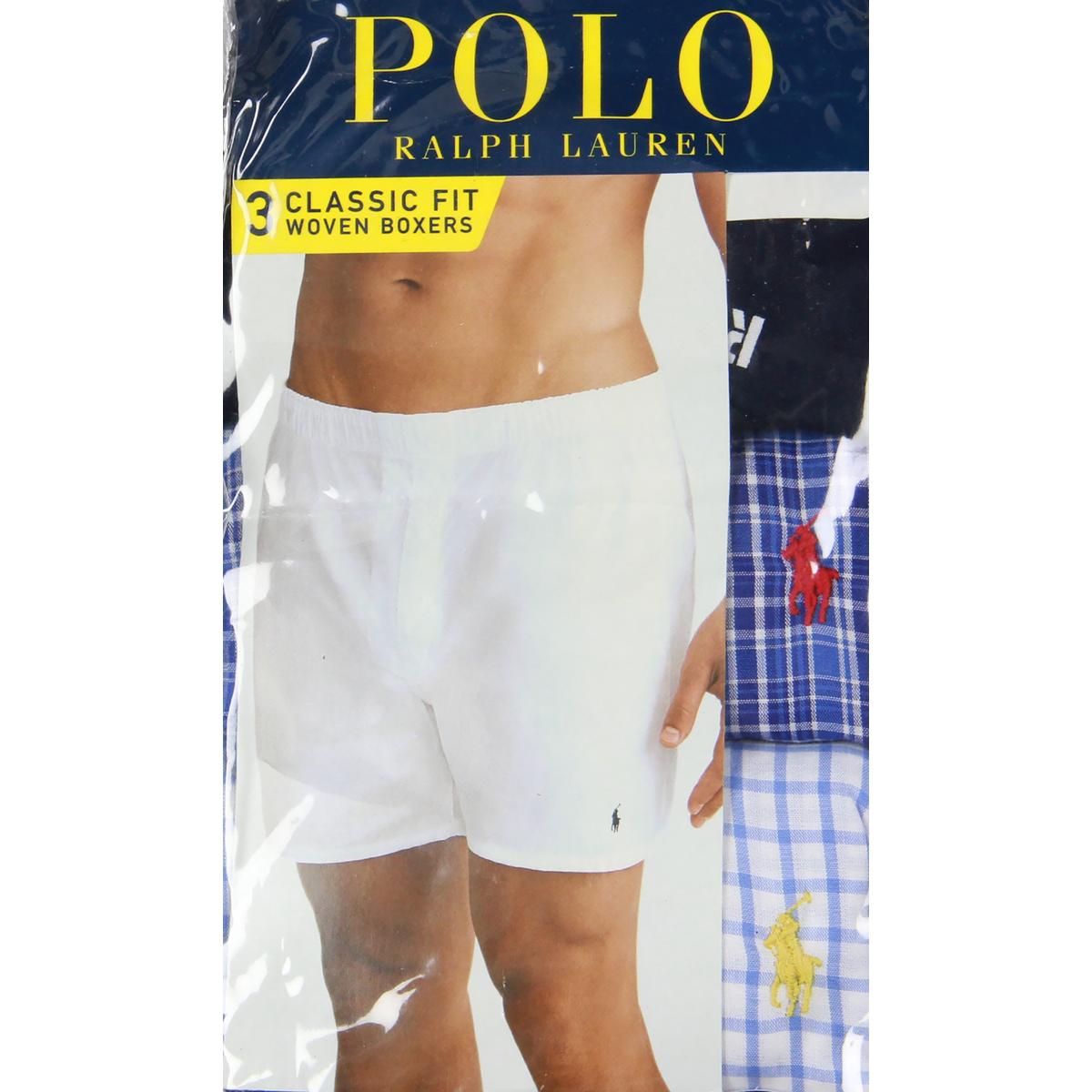Мужские трусы-боксеры Polo Ralph Lauren Mens Blue, 3 упаковки классического нижнего белья, S 36-38 BHFO 9487