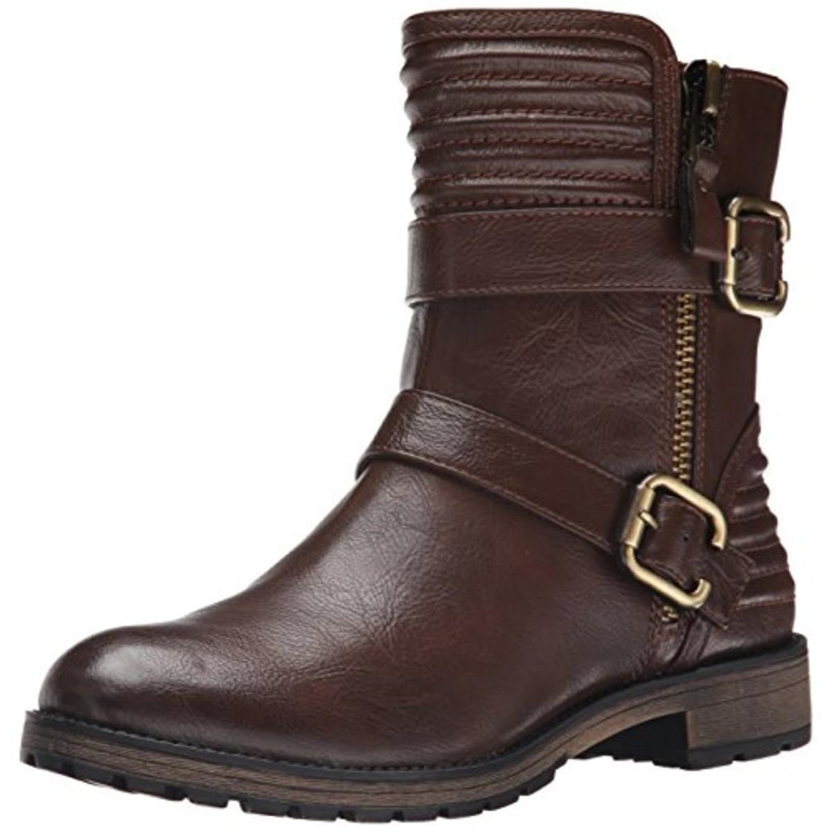 Naturalizer 3024 Womens Tandie Brown Motorcycle Boots Shoes 7 Medium (B ...