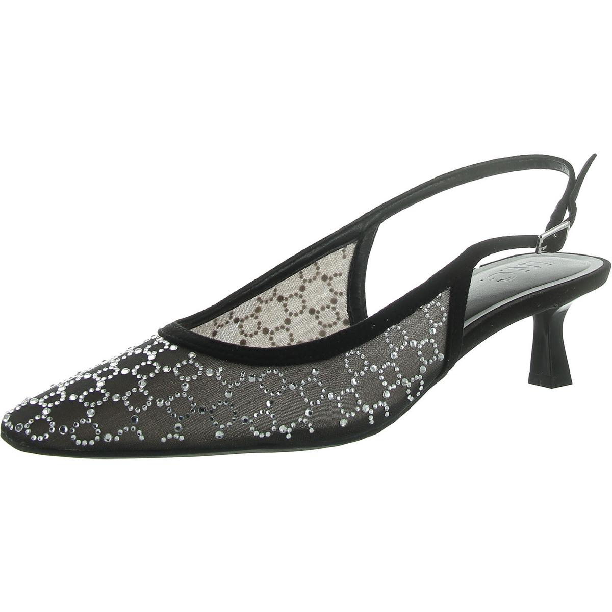 INC Женские туфли на высоком каблуке Gemini 2 Black Kitten Slingback 7 среднего размера (B, M) BHFO 2239