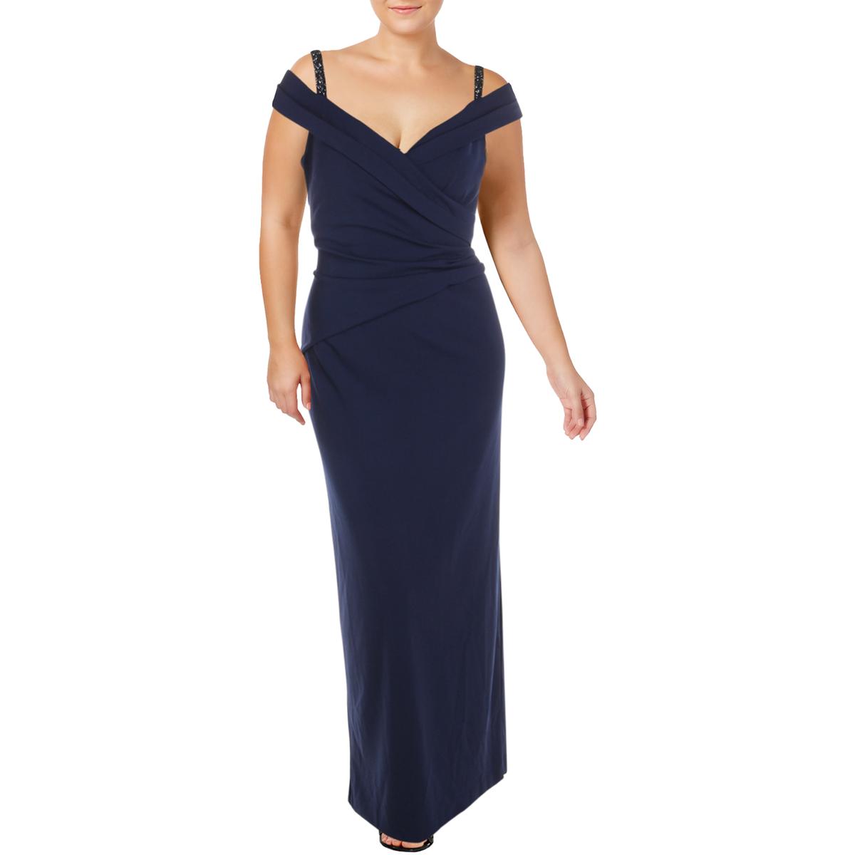 Lauren Ralph Lauren Womens Ira Blue Embellished Evening Dress Gown 2 ...
