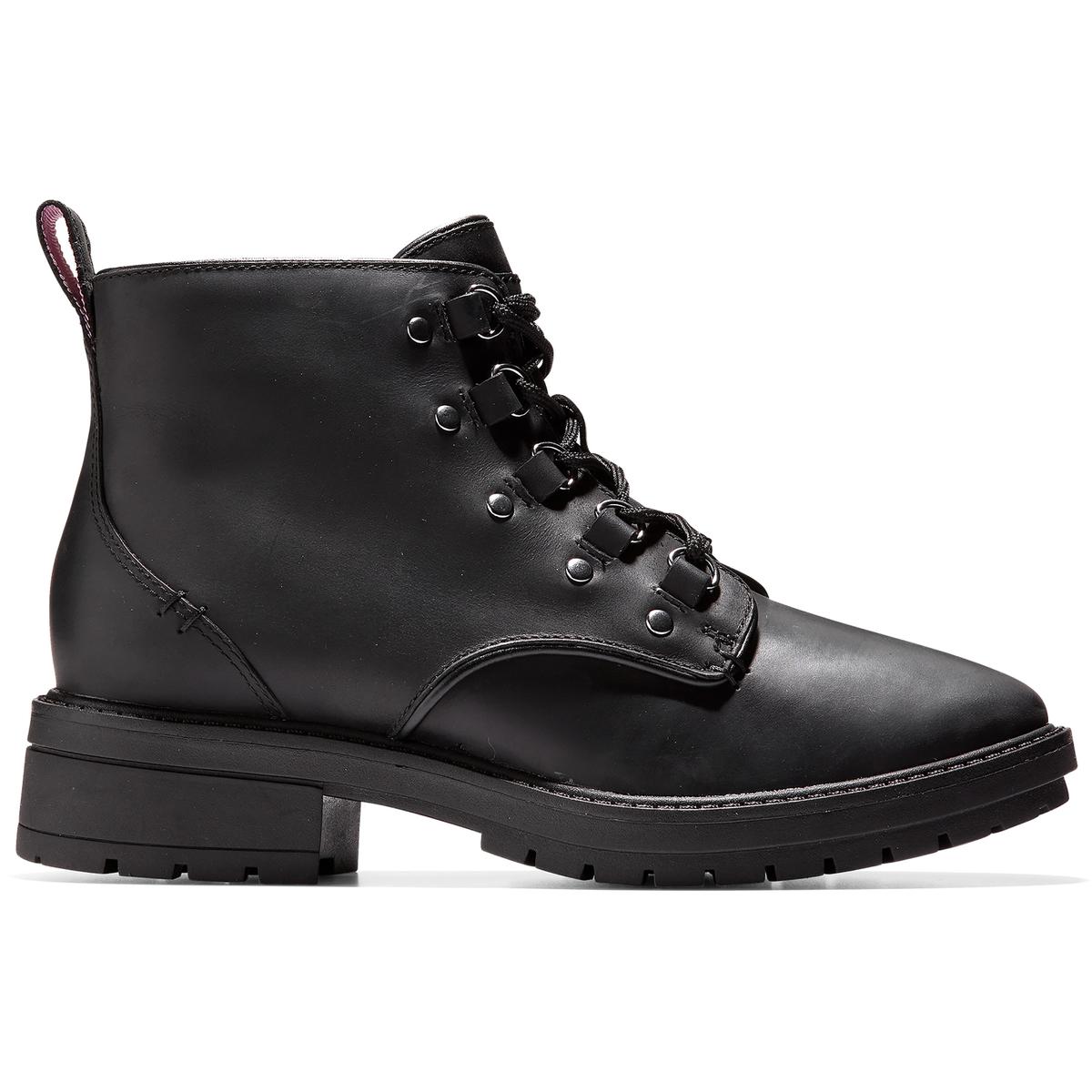 black hiker boots with heel