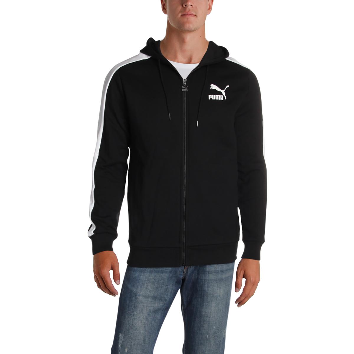Puma Men's Classics T7 Logo Full Zip Hoodie Fleece Sweatshirt Black ...