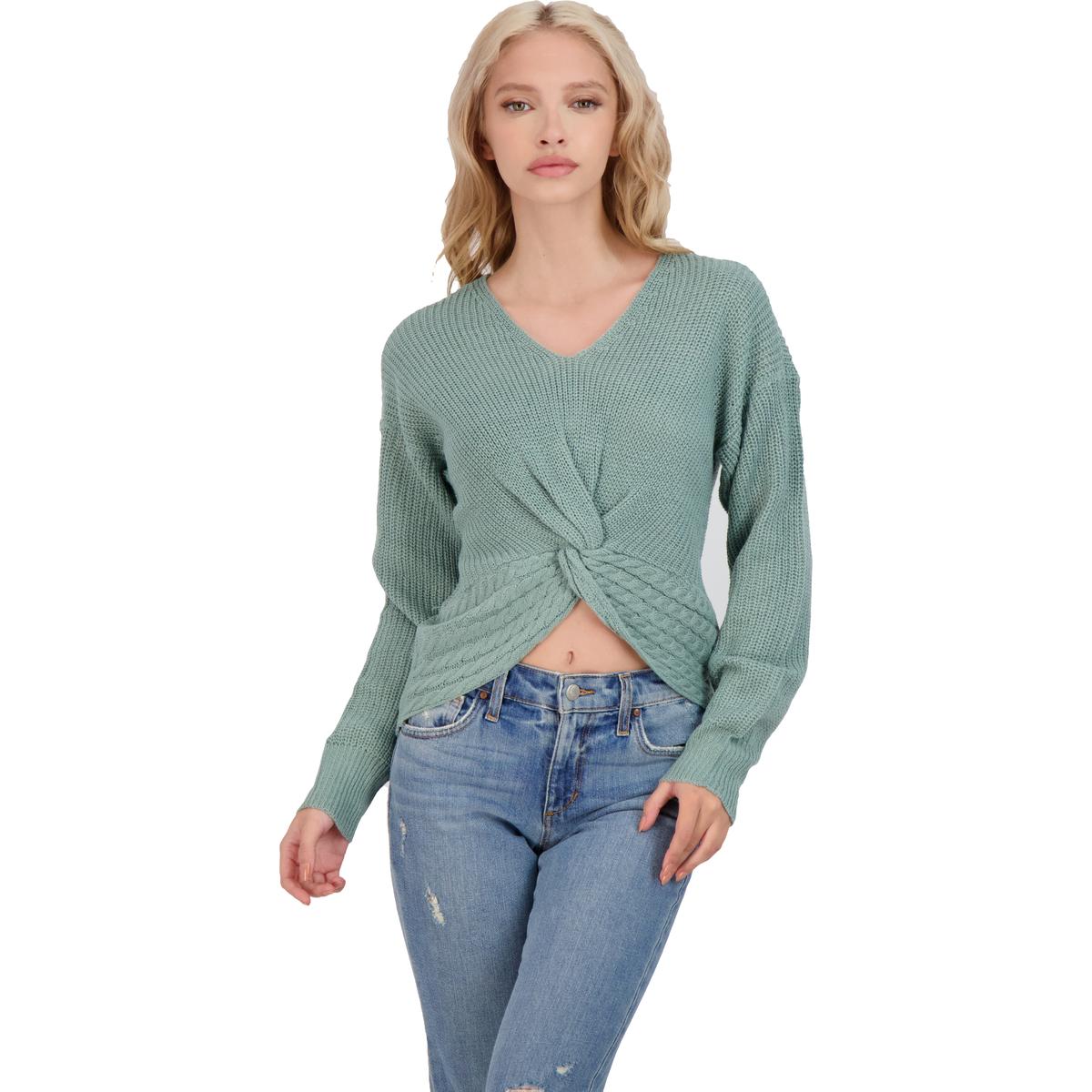 Full Circle Women's Knot Front V-Neck Pullover Sweater | eBay