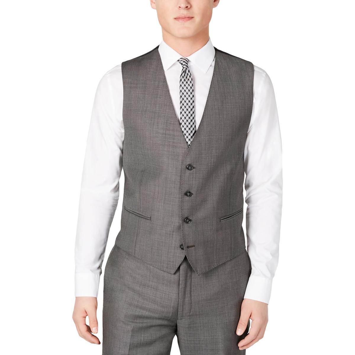 Calvin Klein Mens Gray Wool Slim Fit Suit Separates Suit Vest XL BHFO ...