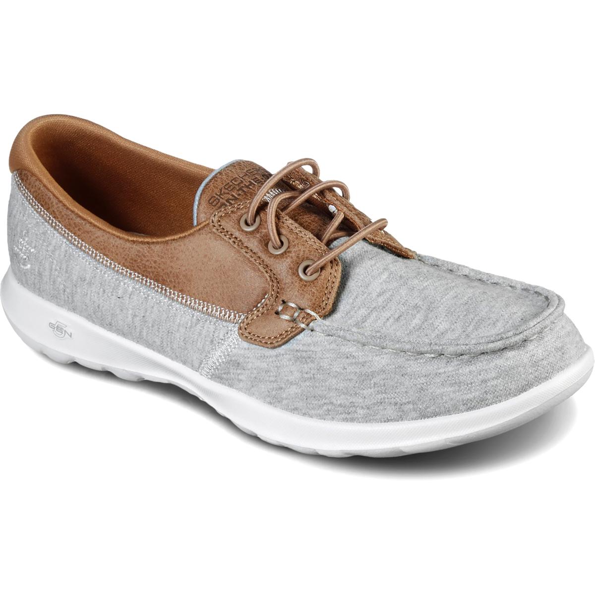 Skechers Womens Go Walk Lite Sailor Gray Boat Shoes 7.5