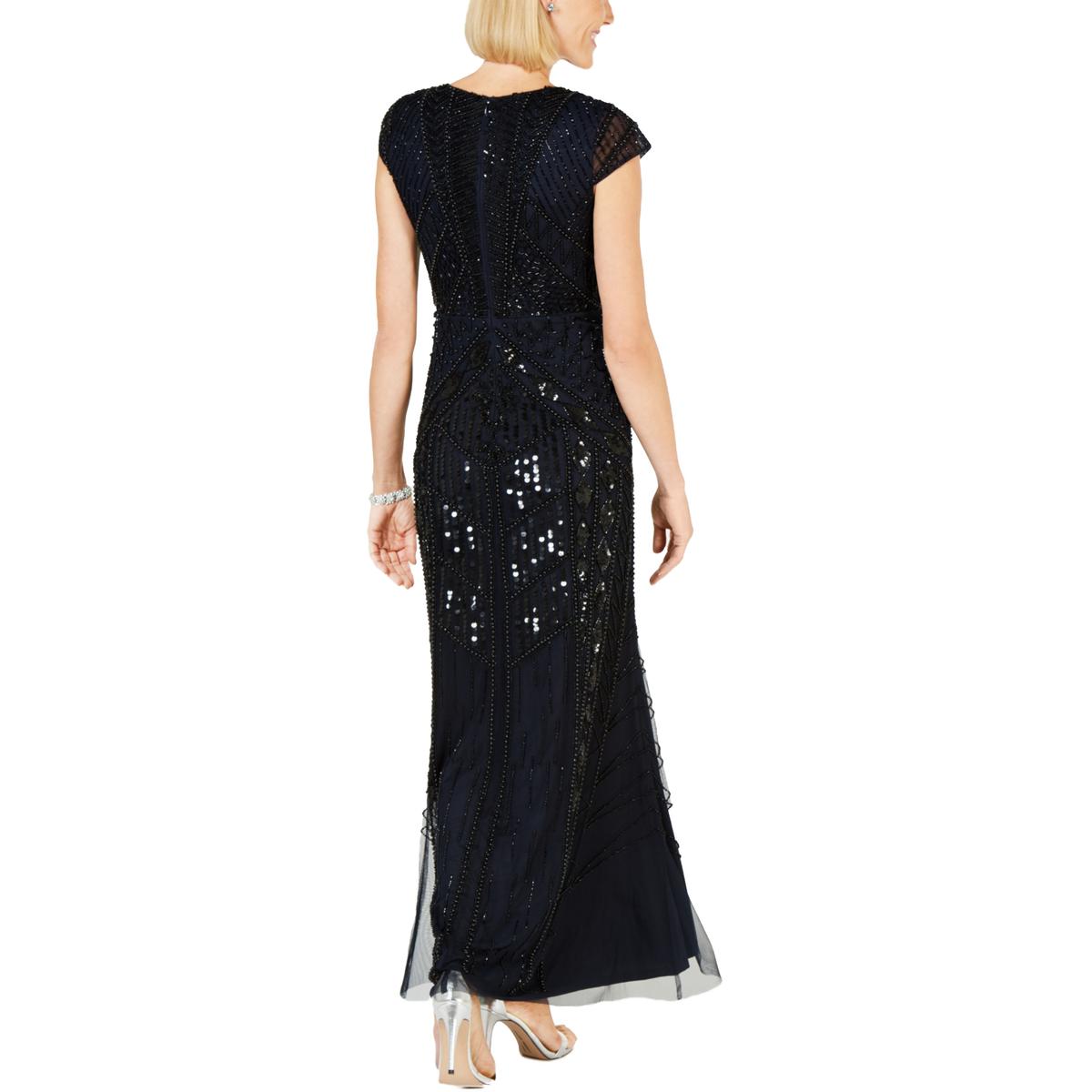 navy blue adrianna papell gown