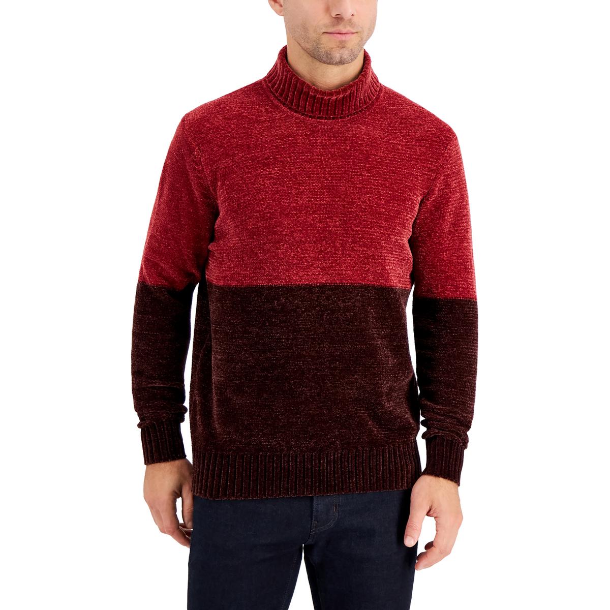Alfani Mens Equator Chenille Colorblock Pullover Turtleneck Sweater ...
