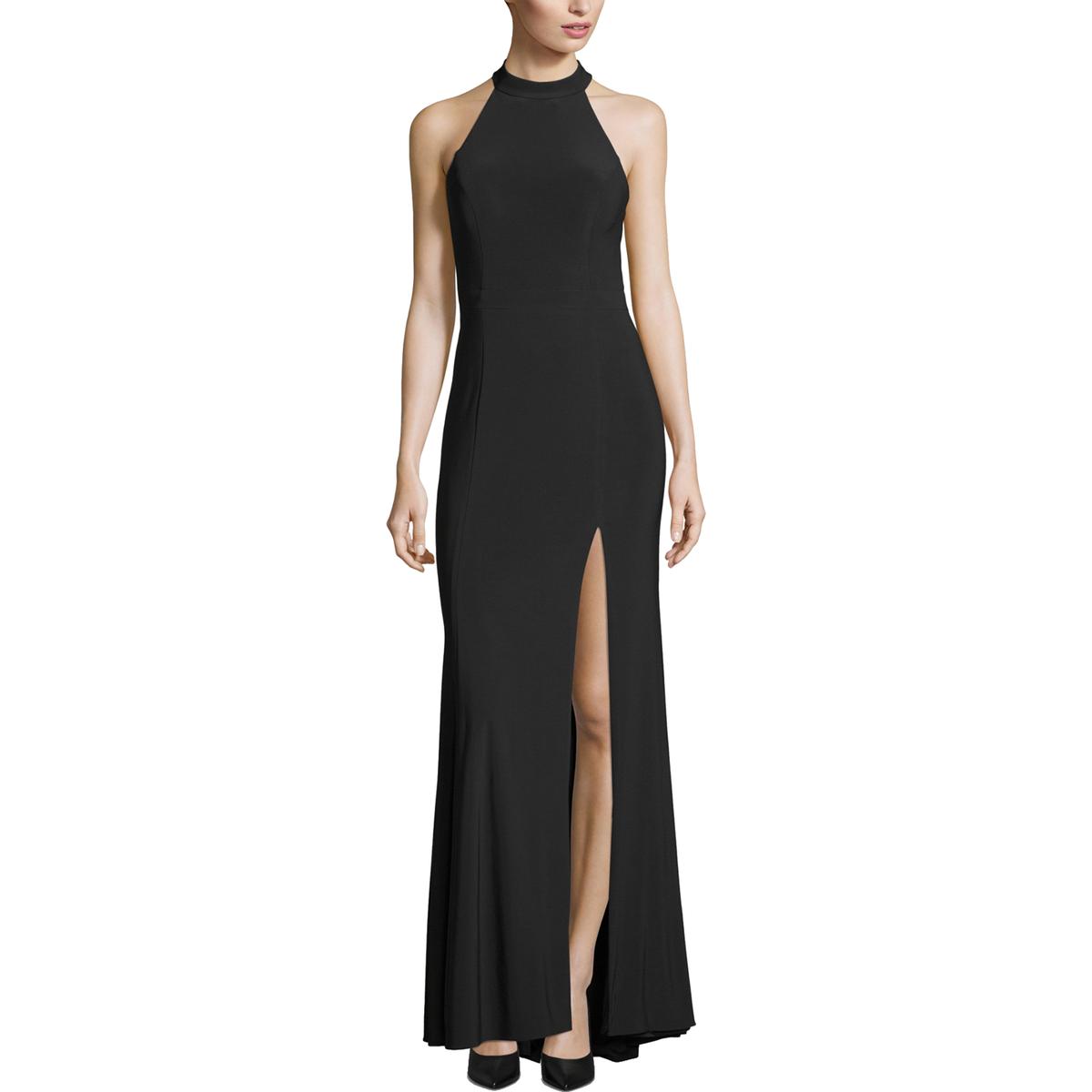 Xscape Womens Black Crisscross Slit Halter Evening Dress Gown 4 BHFO ...