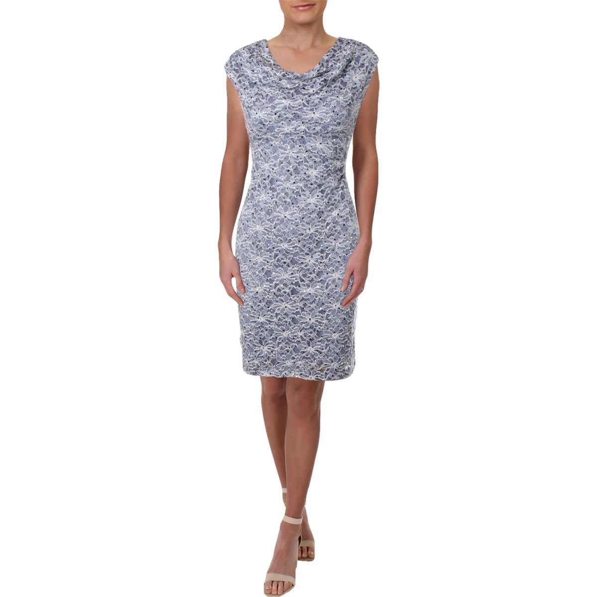 Connected Apparel Womens Blue Lace Sequined Cocktail Dress Petites 12P BHFO 8245 | eBay
