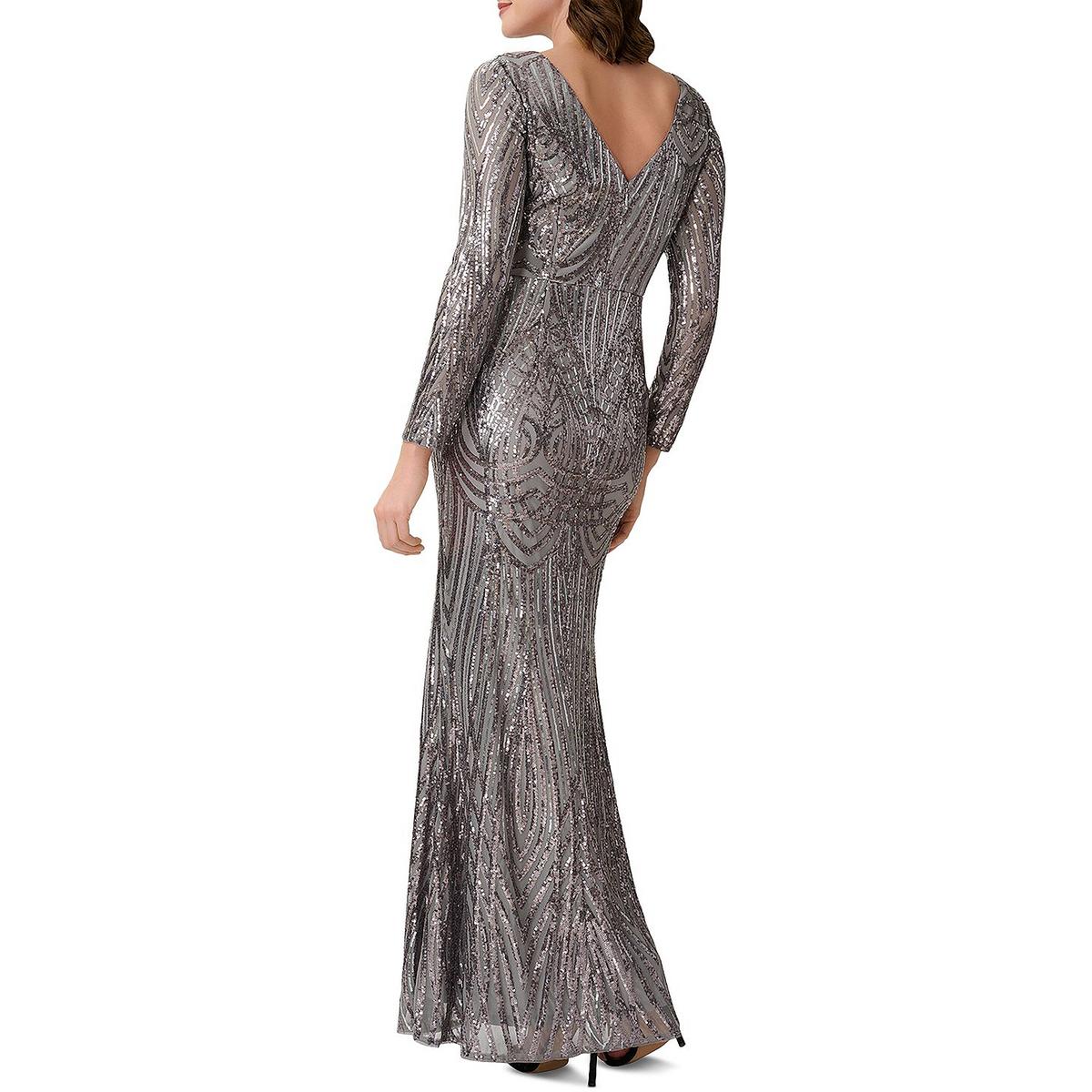 Adrianna Papell Womens Embellished Mermaid Formal Evening Dress