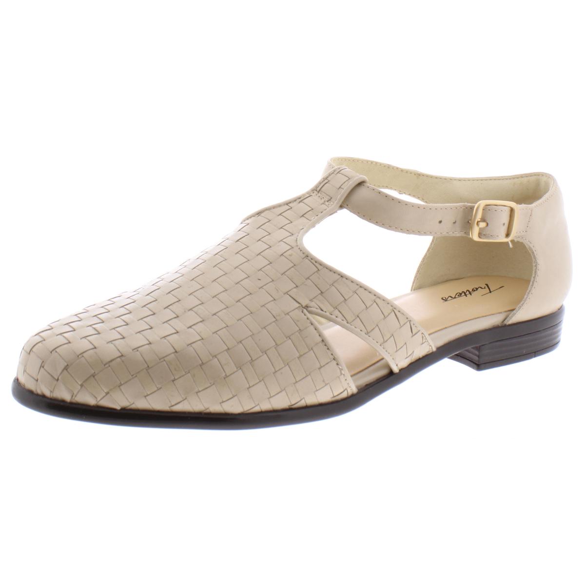 Trotters Womens Leatha Beige Leather Flats Shoes 8.5 Narrow (AA,N) BHFO