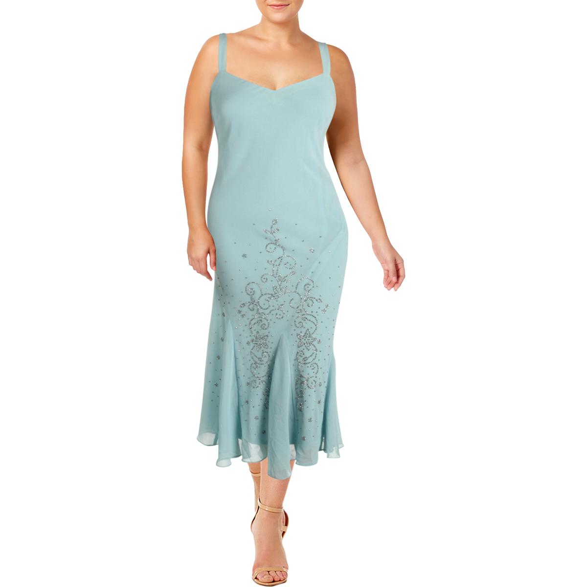 R&M Richards Womens Blue Georgette Sleeveless Evening Dress Gown 14 ...