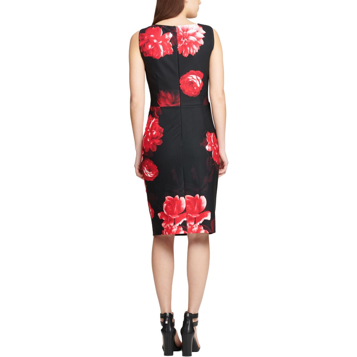 DKNY Womens Black Floral Sleeveless Knee-Length Sheath Dress 10 BHFO ...
