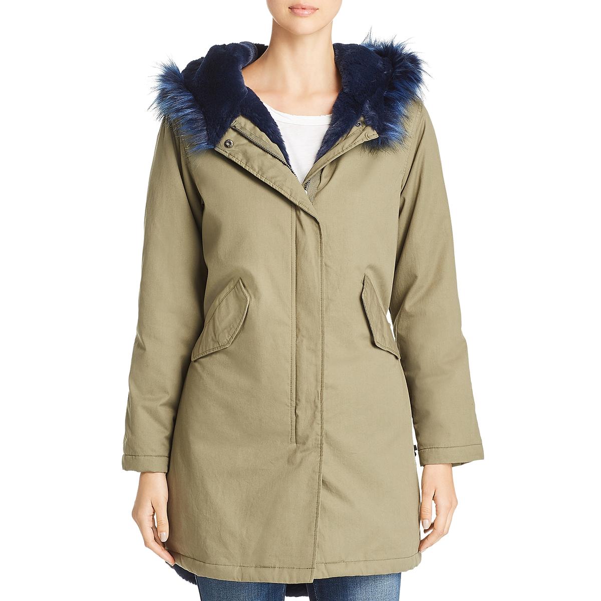 Kenneth Cole Womens Green Hooded Parka Outerwear Anorak Jacket Coat M ...