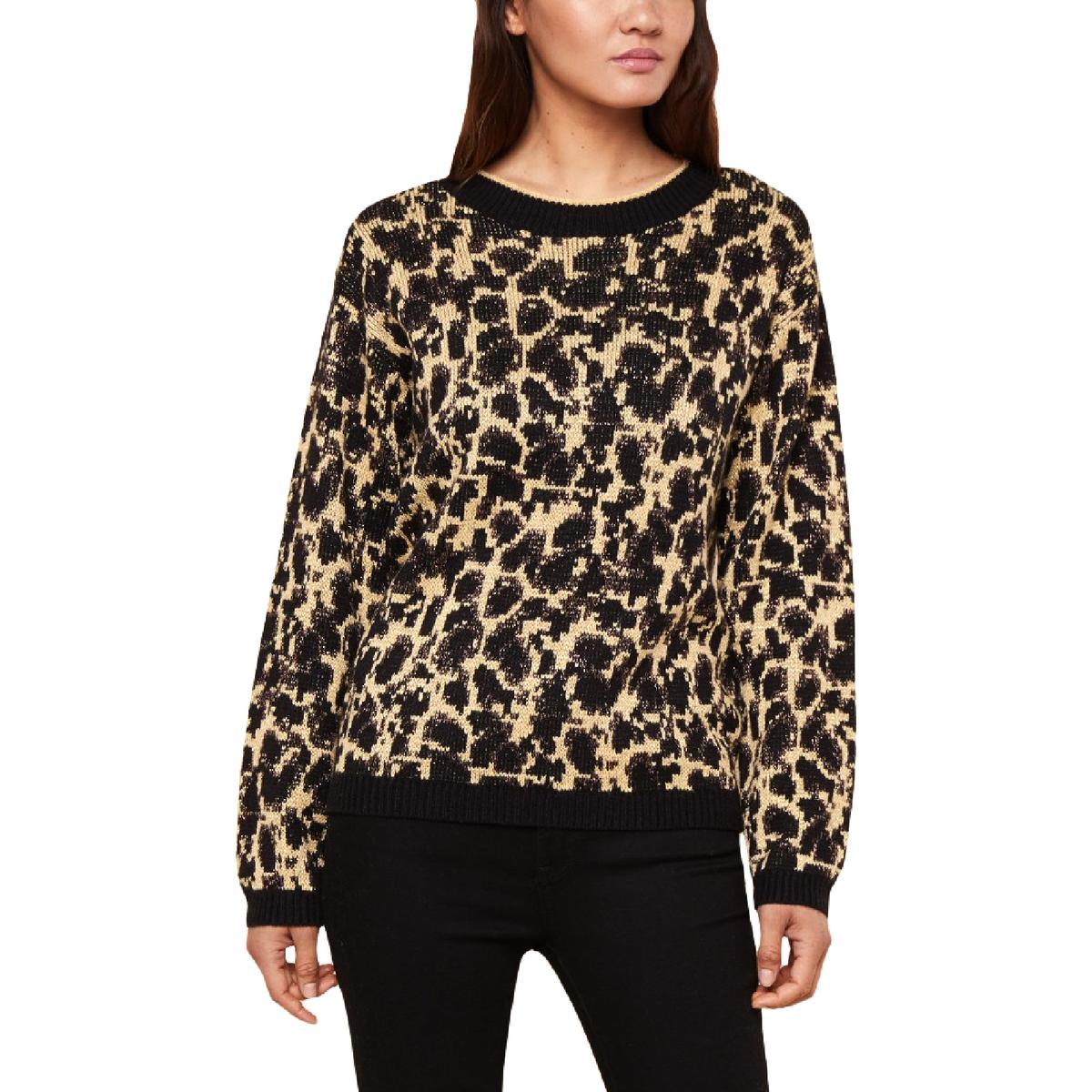 Juicy Couture Womens Beige Leopard Print Lurex Pullover Sweater XS BHFO ...