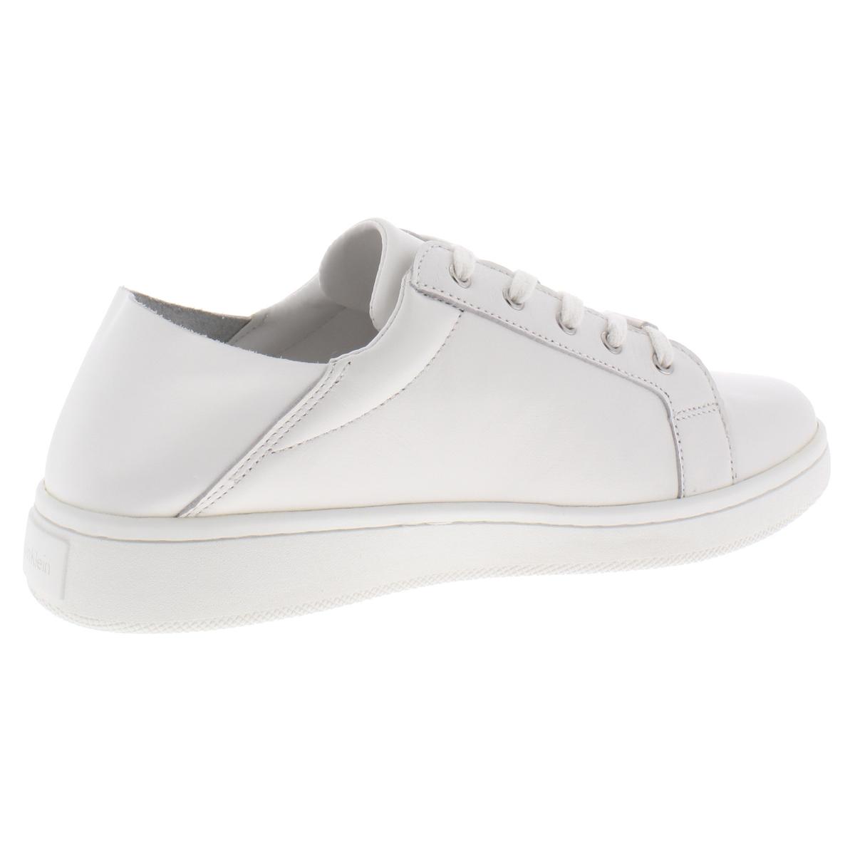 Calvin Klein Womens Danica Nappa White Sneakers Shoes 9 Medium (B,M ...