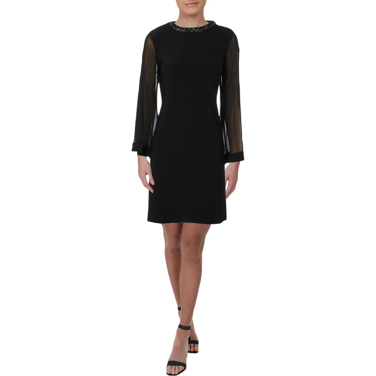 MSK Womens Black Embellished Long Sleeves Cocktail Party Dress 6 BHFO ...