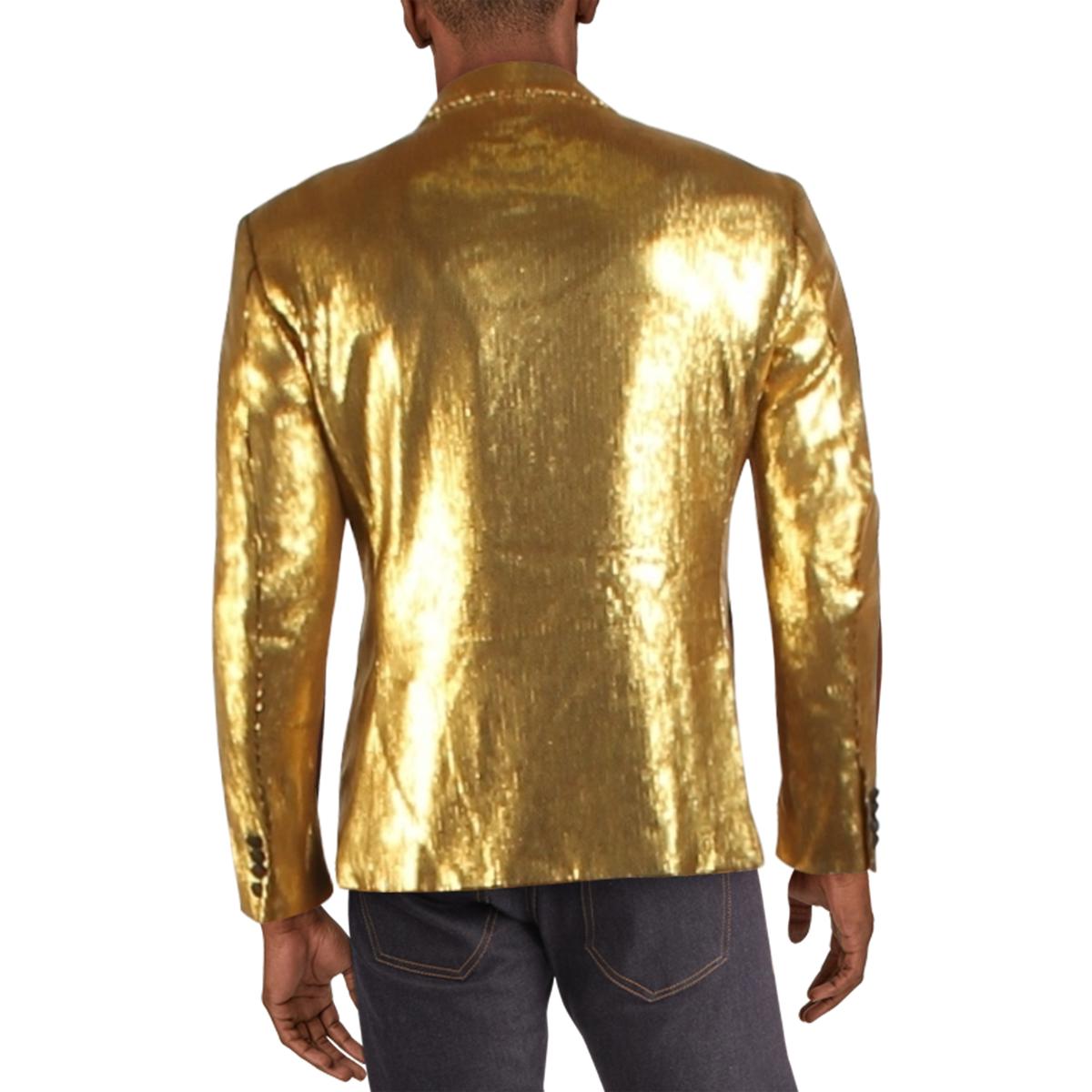 INC Mens Gold Sequined Slim Fit One-Button Blazer Jacket XXL BHFO 6176 ...