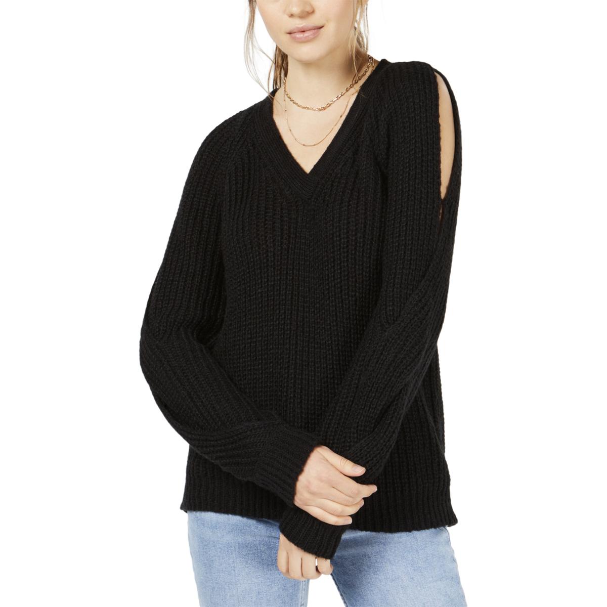 Crave Fame by Almost Famous Womens Black V-Neck Sweater Cold Weather S ...
