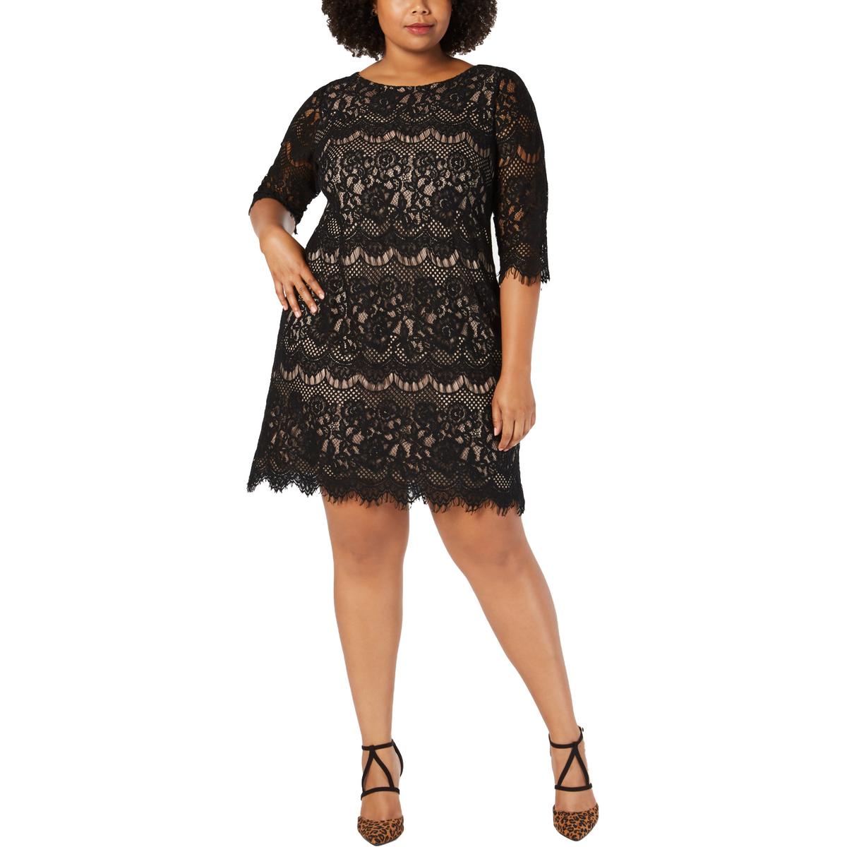 Jessica Howard Womens Black Lace Fringe Cocktail Sheath Dress Plus 22W BHFO 2930 eBay