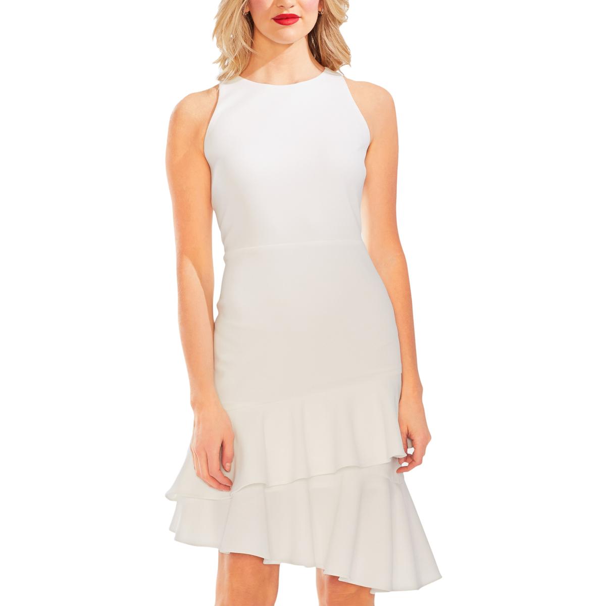 Vince Camuto Womens White Tiered Ruffled Crepe Cocktail Dress 16 BHFO