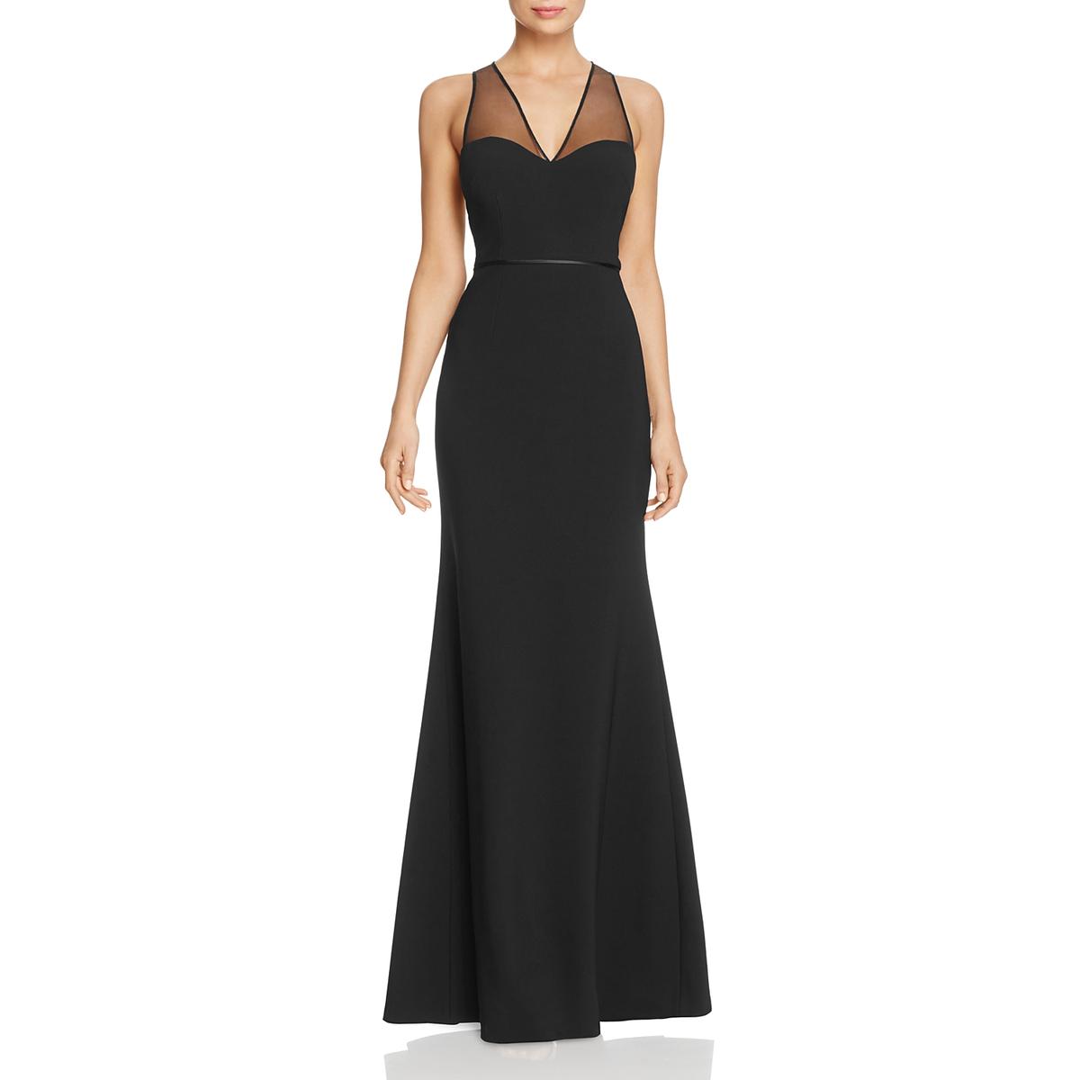 JS Collections Womens Black Illusion Open Back Formal Dress Gown 8 BHFO ...