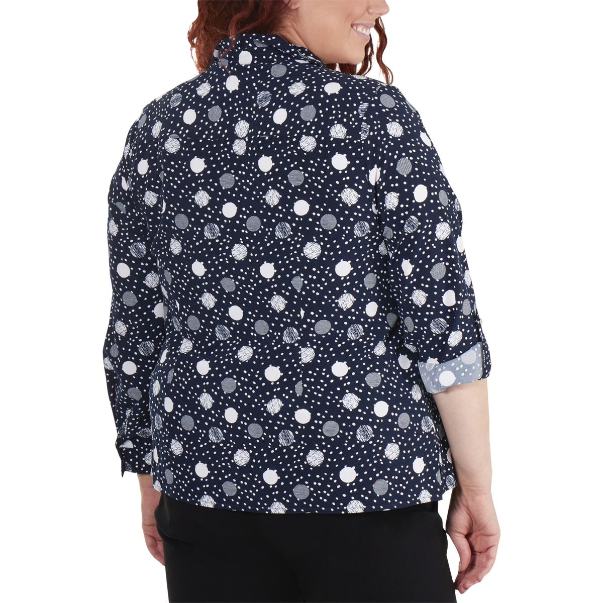 womens navy polka dot blouse