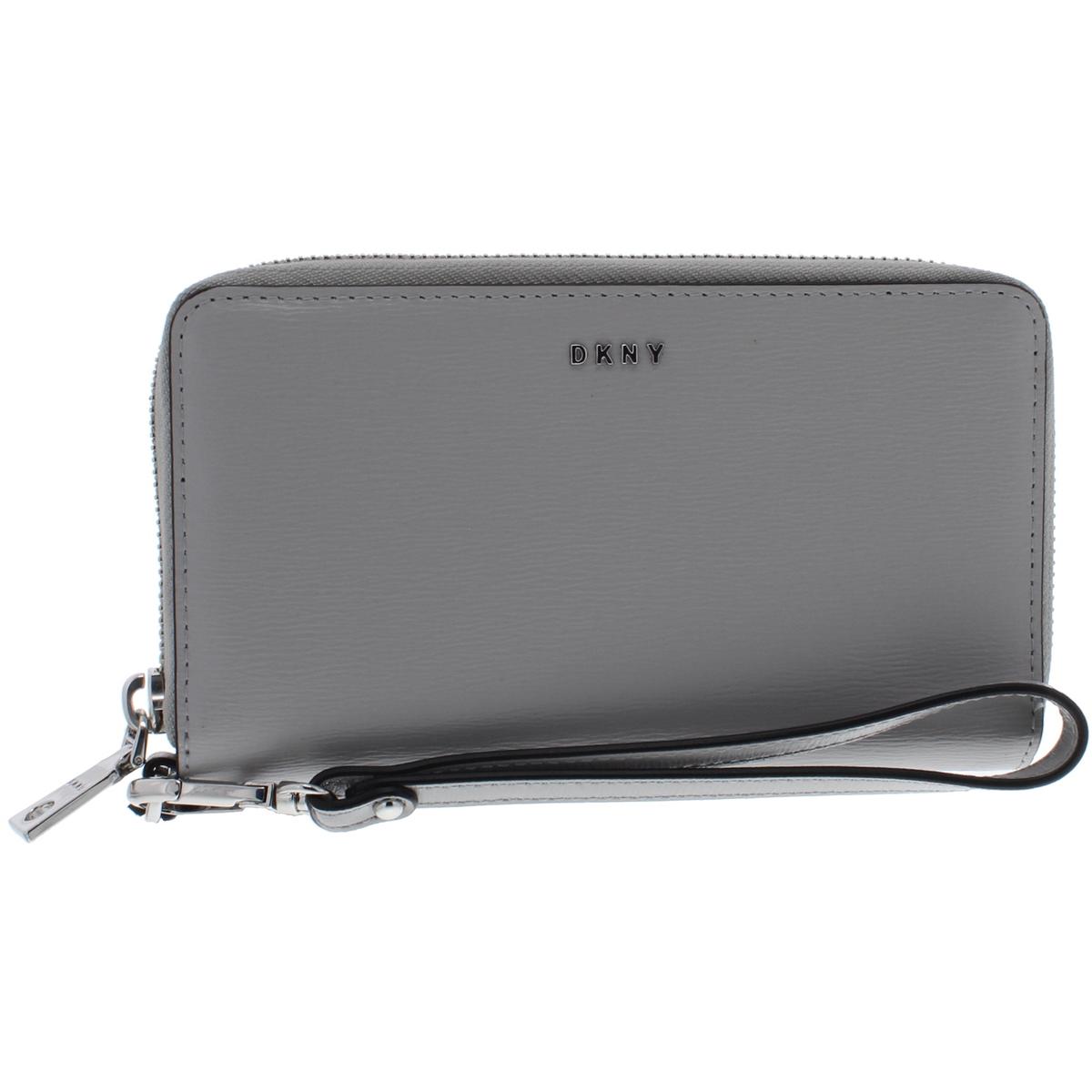DKNY Womens Gray Leather Card Wristlet Zip Around Wallet O/S BHFO 6802 ...