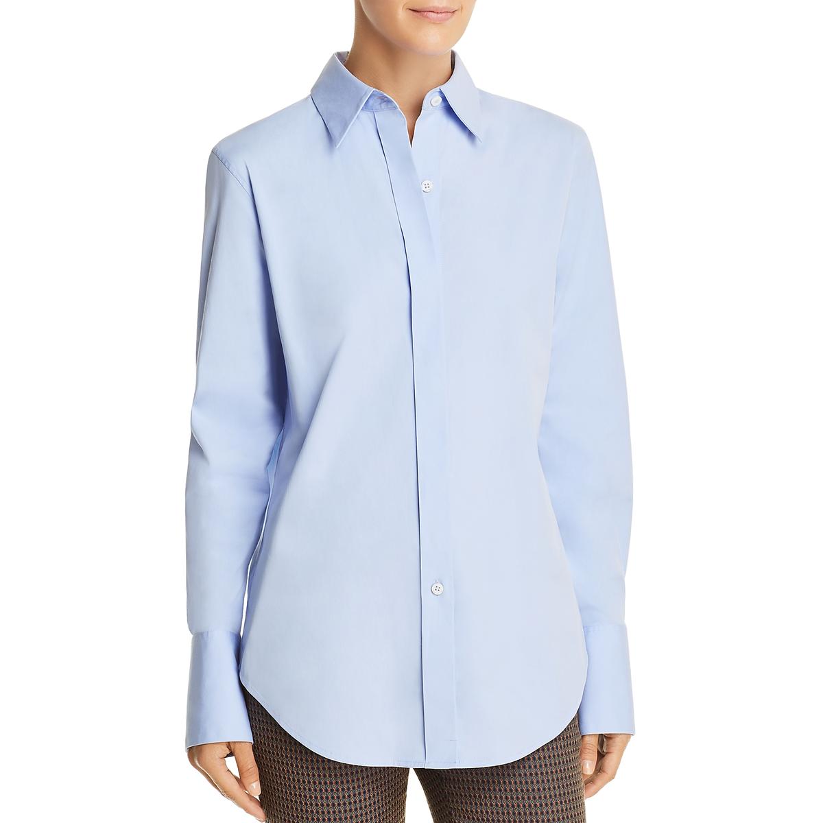 Theory Womens Essential Blue Long Sleeves Button-Down Top Shirt P BHFO ...