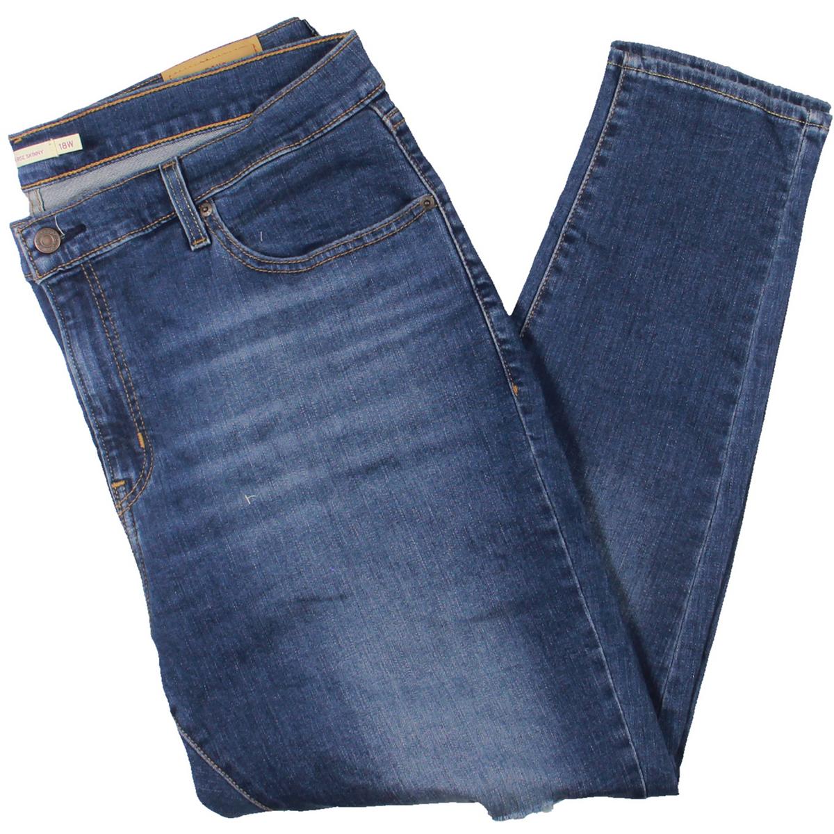 Женские обтягивающие брюки Levis Womens 721 с высокой посадкой, синие стрейчевые брюки-скинни Plus 18W BHFO 9228