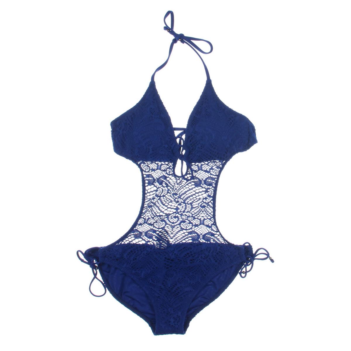 Polo Ralph Lauren 9307 Womens Crochet Keyhole Halter Monokini Swimsuit ...