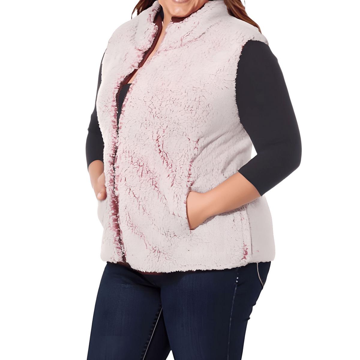 White Mark Womens Faux Fur Warm Cold Weather Outerwear Vest Plus BHFO 6459 - Picture 8 of 8