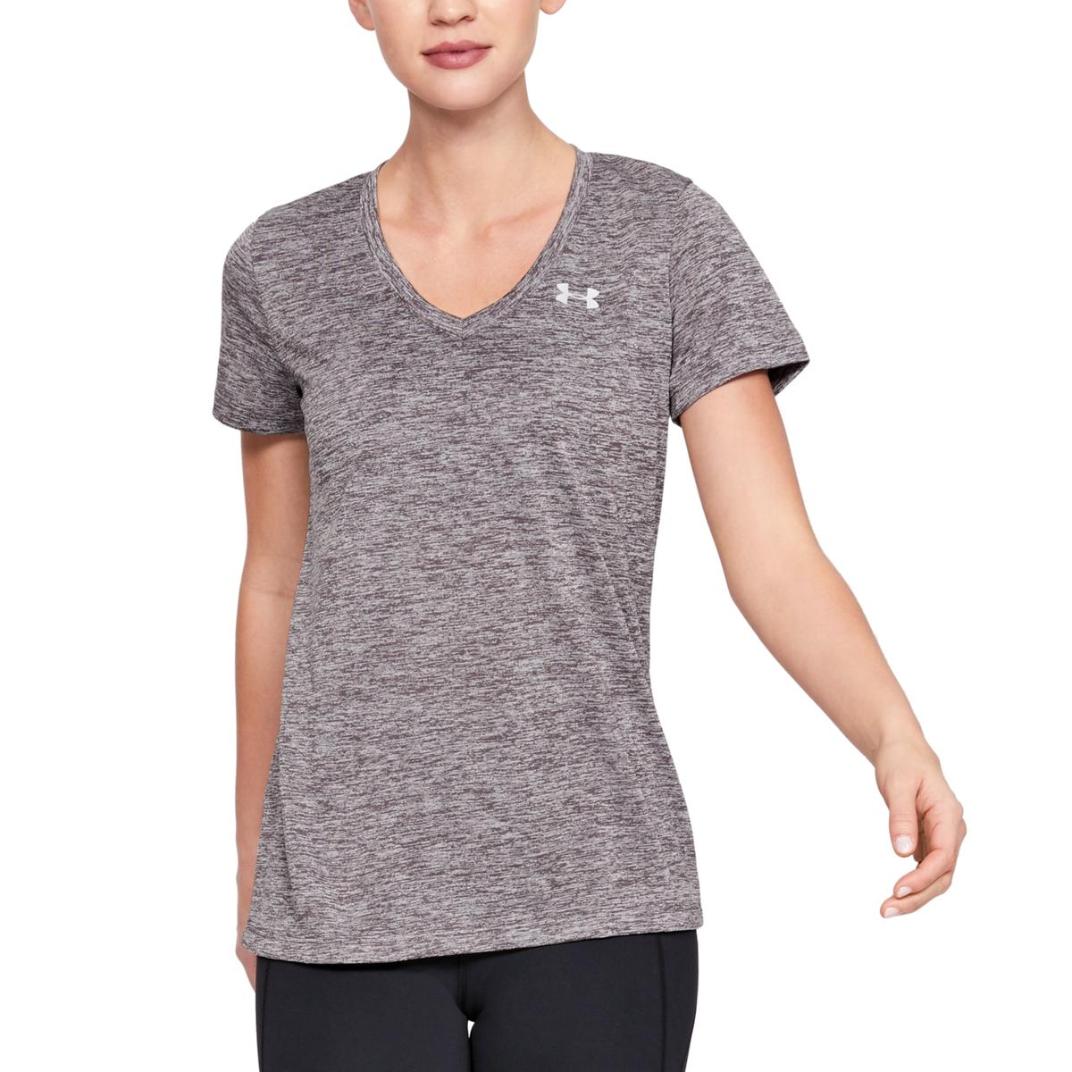 Under Armour Womens Gray Loose Fitness V-Neck T-Shirt Athletic L BHFO ...
