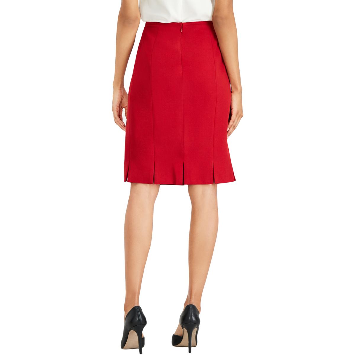 Kasper Womens Red Crepe Stretch Business Pleated Skirt Plus 18 BHFO