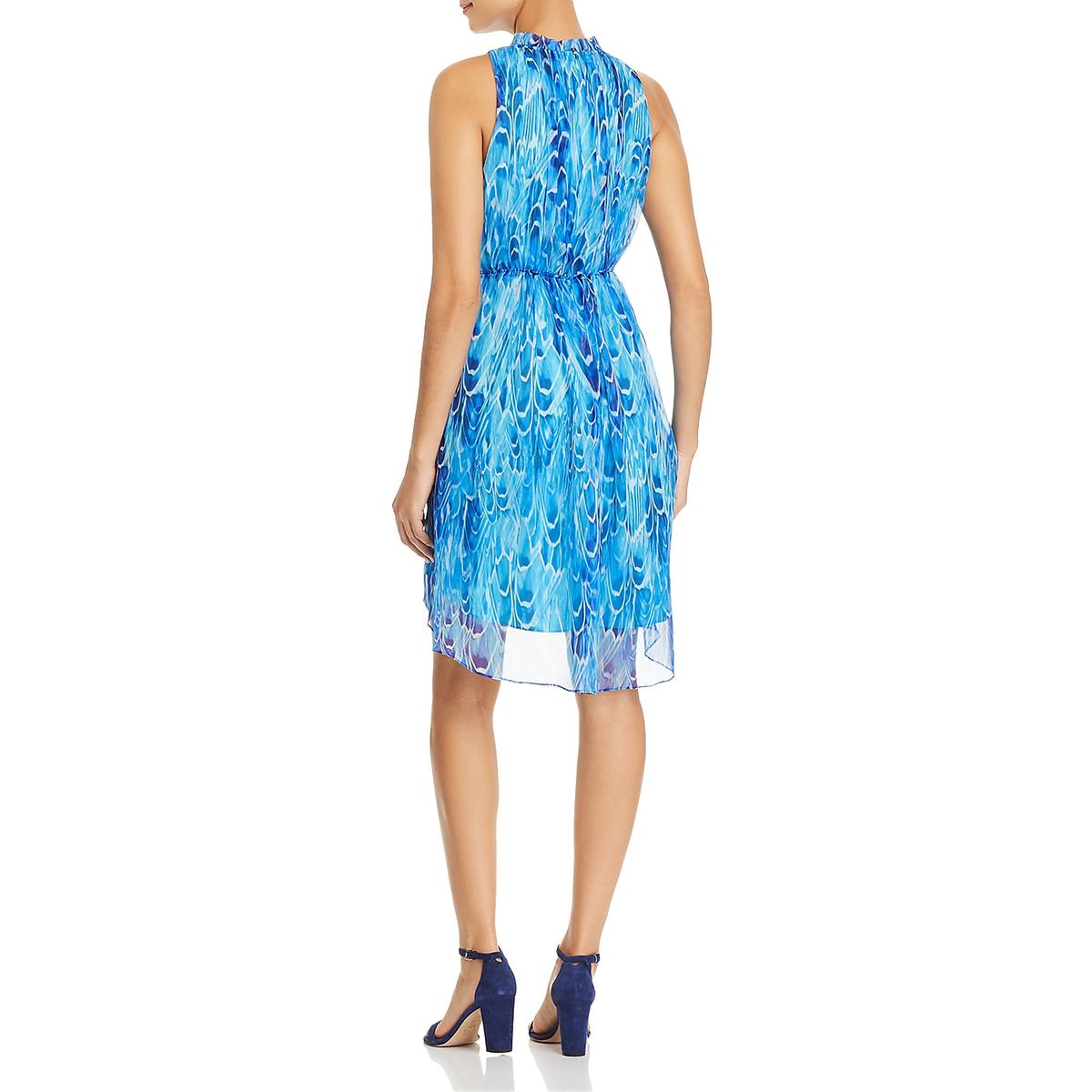 Elie Tahari Womens Abertha Blue Printed HiLow Cocktail Party Dress 8