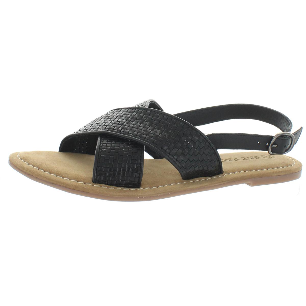 black woven flat sandals