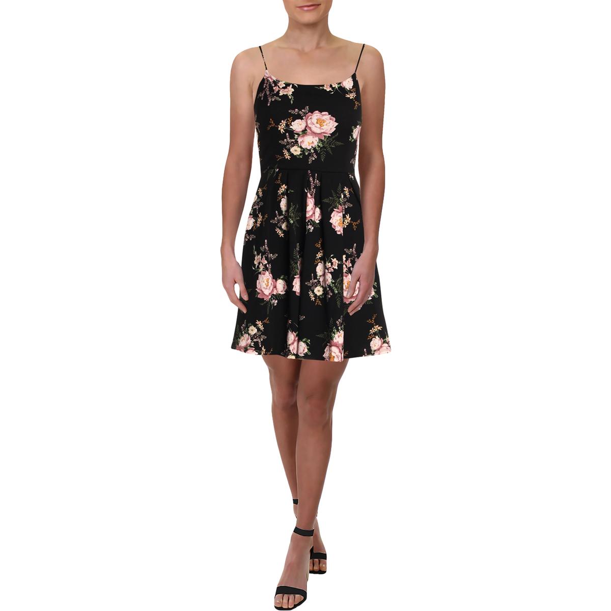 Aqua Womens Black Floral Mini Party Skater Dress L BHFO 2079 | eBay