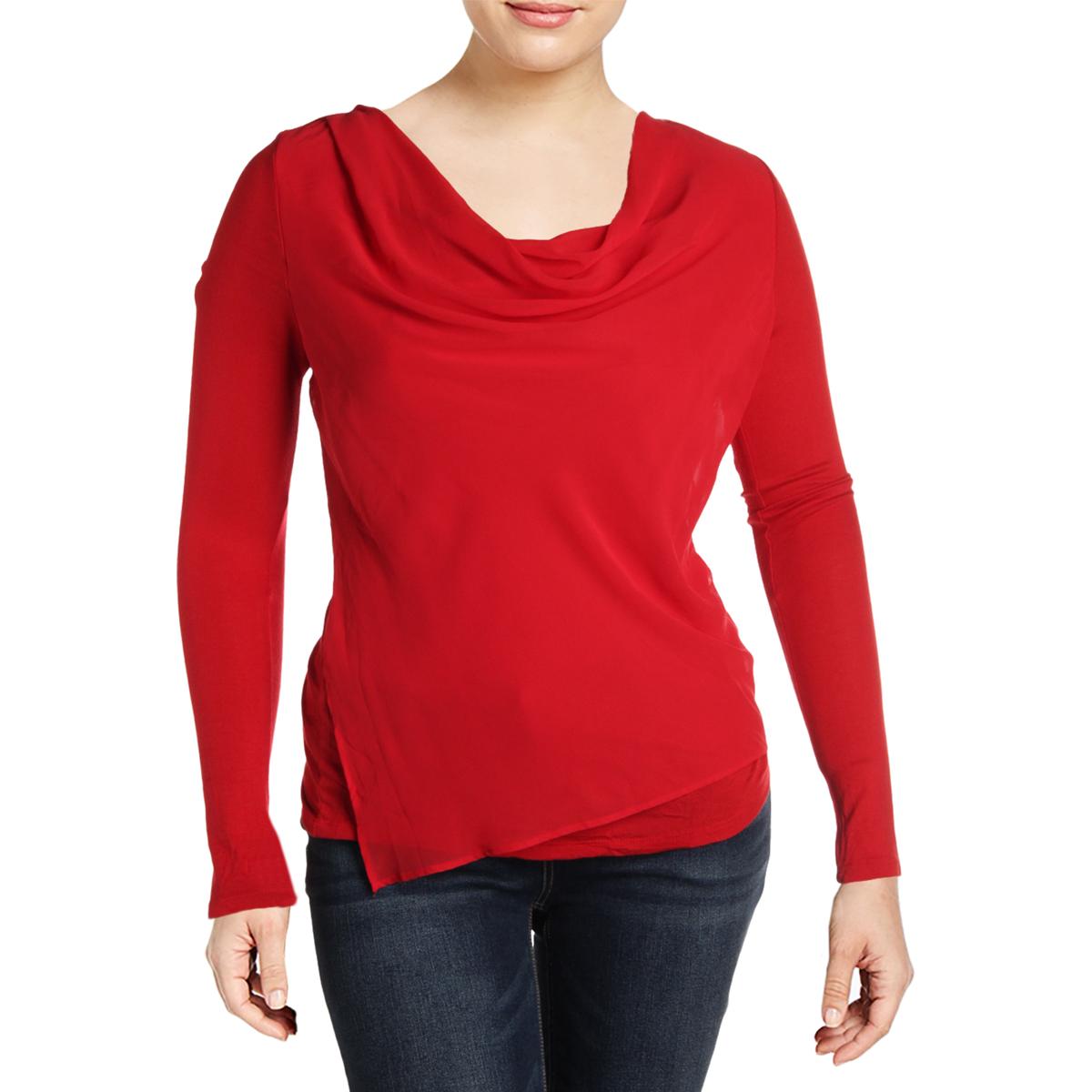 INC Womens Red Cowl Neck Knit Long Sleeves Pullover Top M BHFO 6590 | eBay