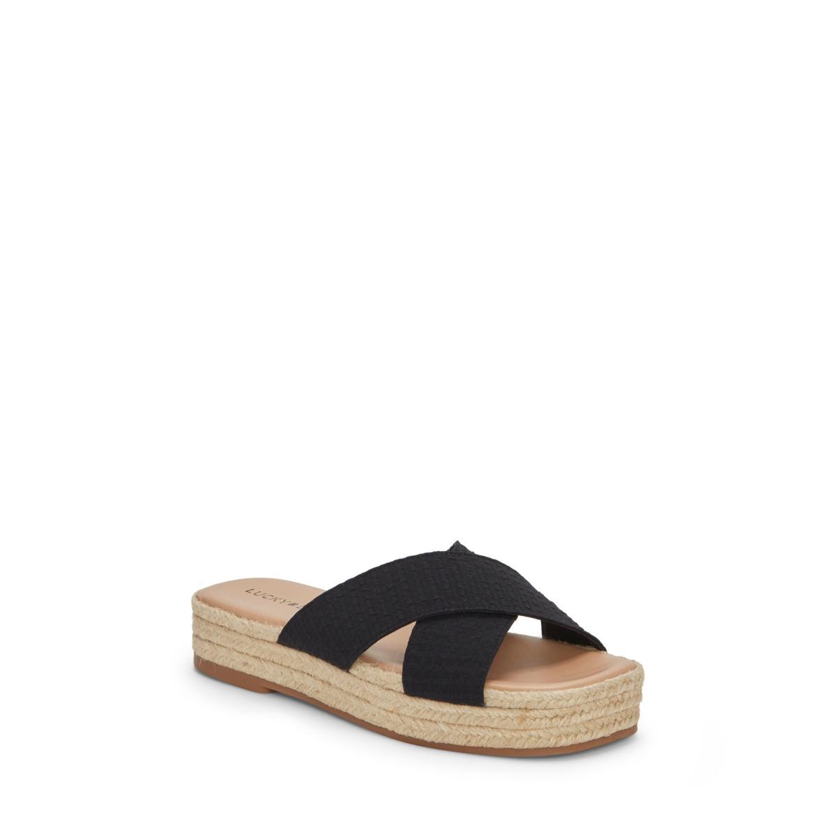 Женские босоножки Lucky Brand Gayte черного цвета на плоской подошве, размер 8,5 (B, M) BHFO 0852