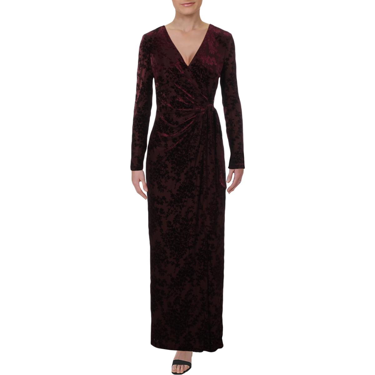 Lauren Ralph Lauren Womens Claramae Purple Velvet Wrap Dress Gown 8 ...