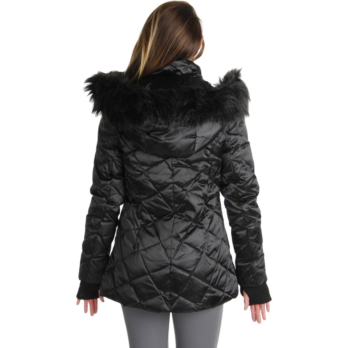 Steven By Steve Madden Womens Quilted Faux Fur Down Coat Outerwear BHFO ...