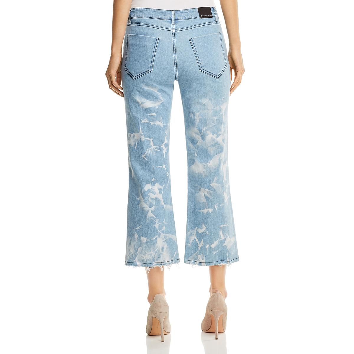 Donna Karan Womens Blue Denim Whisker Wash Mid-Rise Flare Jeans 25 BHFO ...