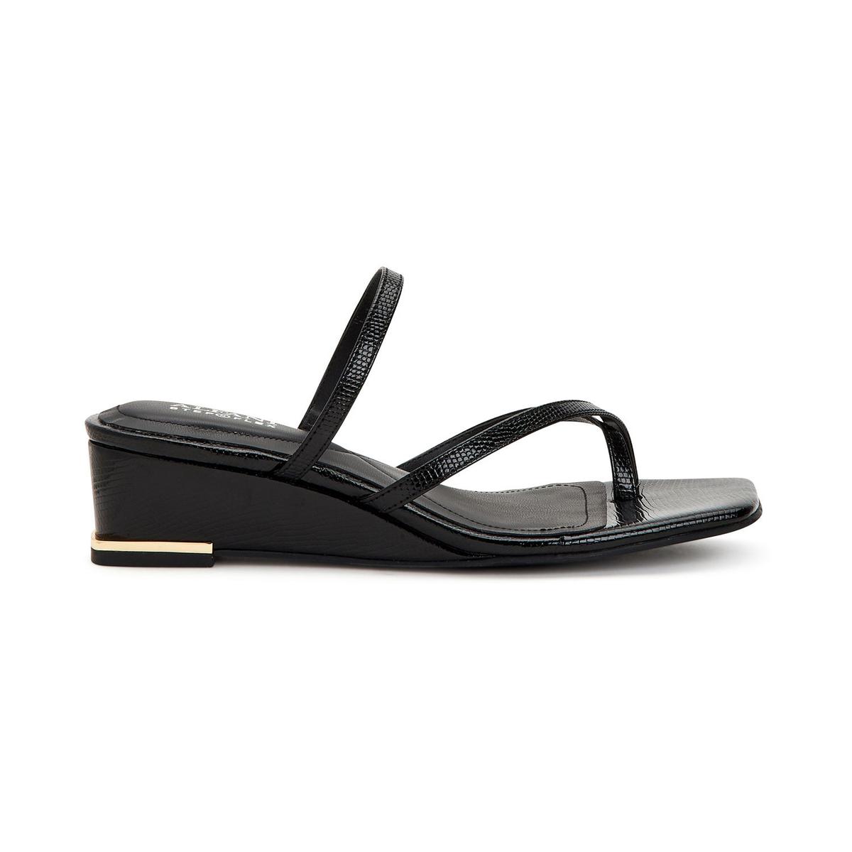 Alfani women s eadyn wedge sandals women s shoes black lizard size 9 0