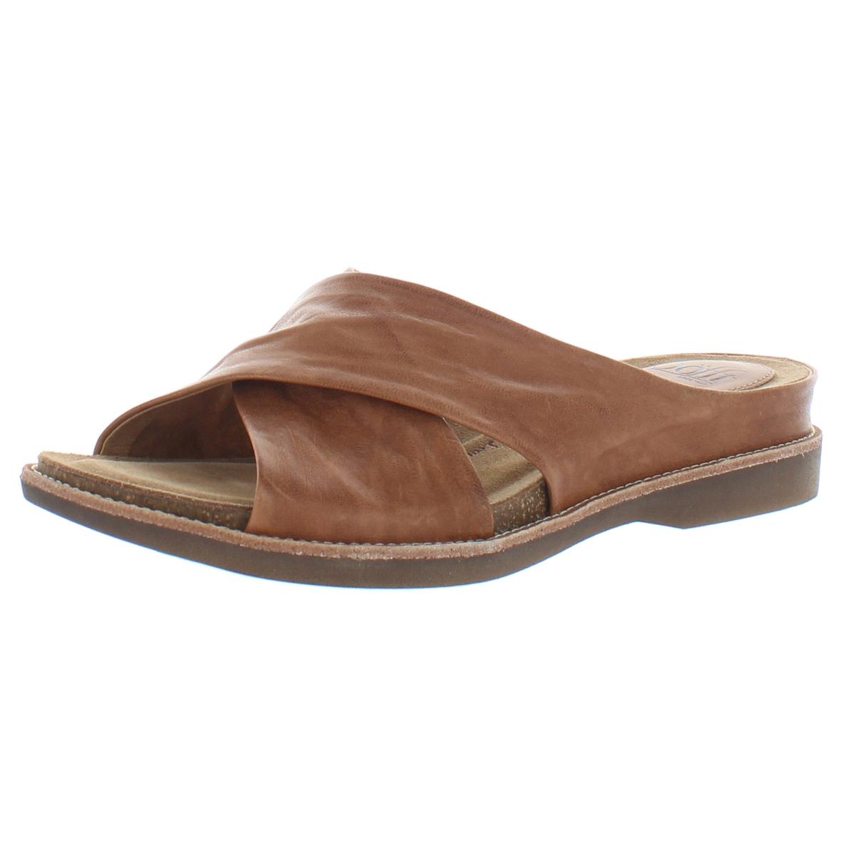 Sofft Womens Brylee Brown Leather Slide Sandals Flats 9 Medium (B,M) BHFO 3784 | eBay